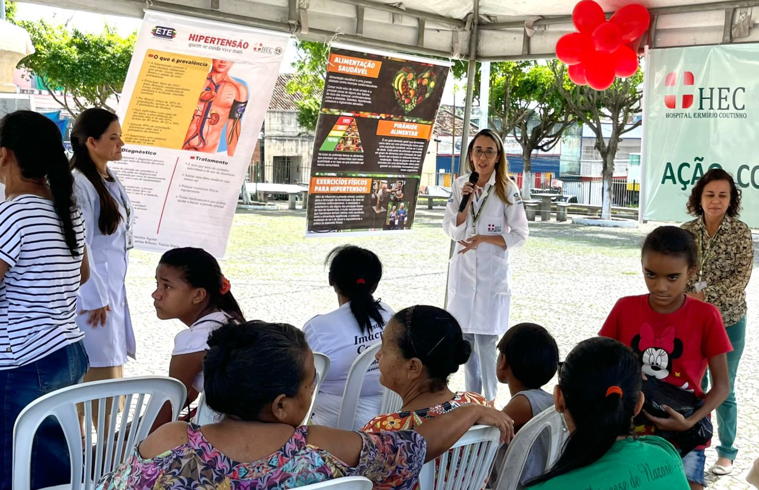 Hospital Ermírio Coutinho realiza ação de conscientização sobre diabetes e hipertensão na Praça do Frevo, em Nazaré da Mata