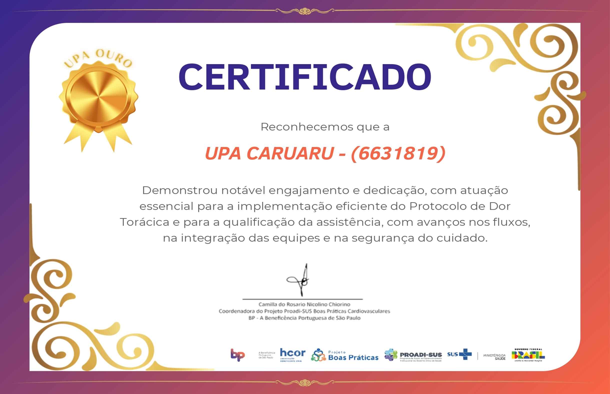 UPA Caruaru recebe certificação Ouro por excelência em segurança do paciente